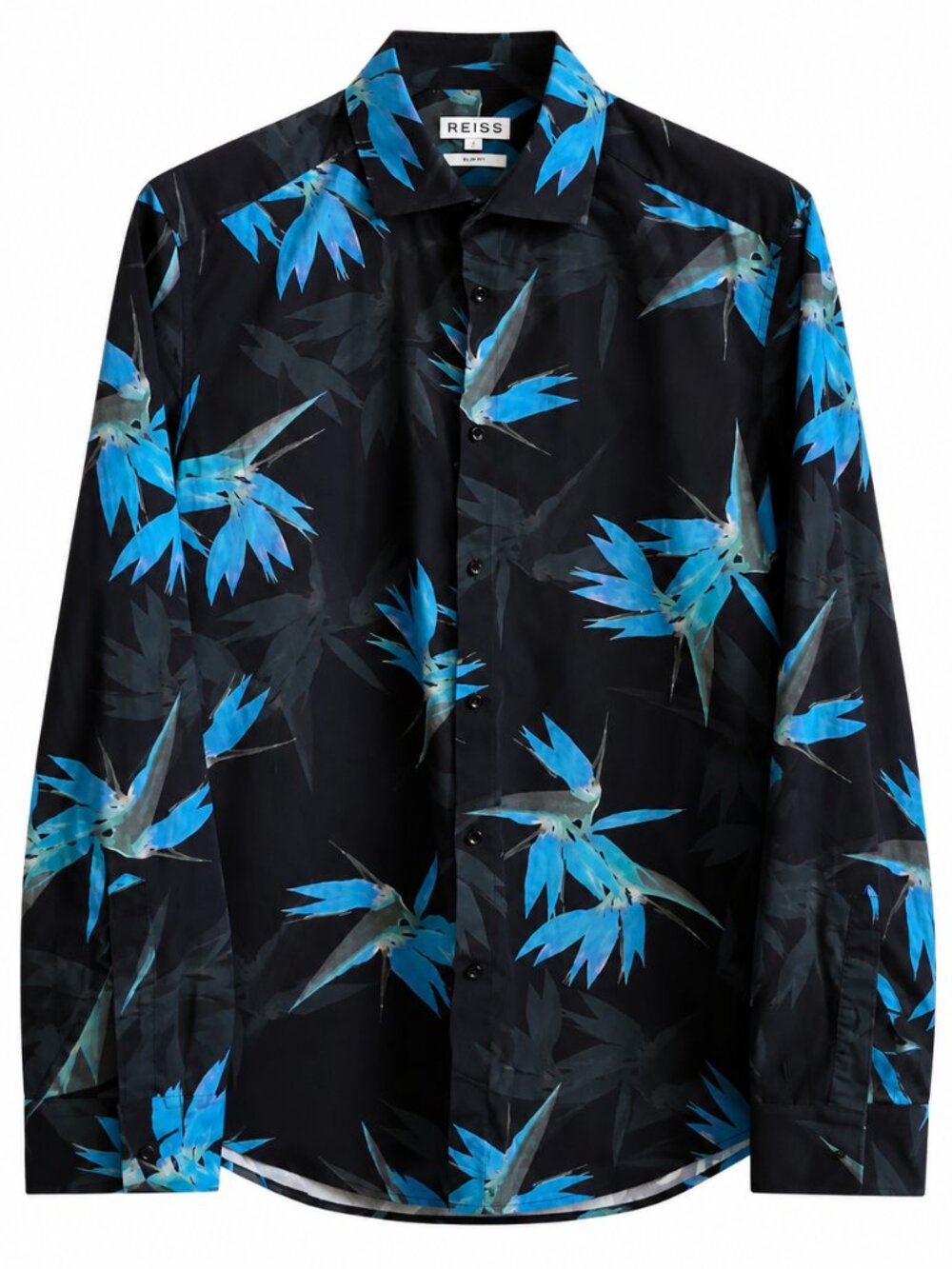 Reiss Men’s Slim Fit Tropical Print Button Down Shirt Size L